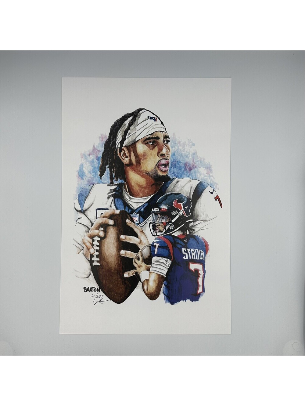C.J. Stroud Houston Texans Limited Edition Lithograph by Brian Barton - 22/250